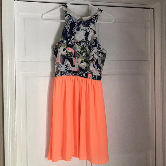 Orange/ Blue patter Dress - Picture 1 of 4